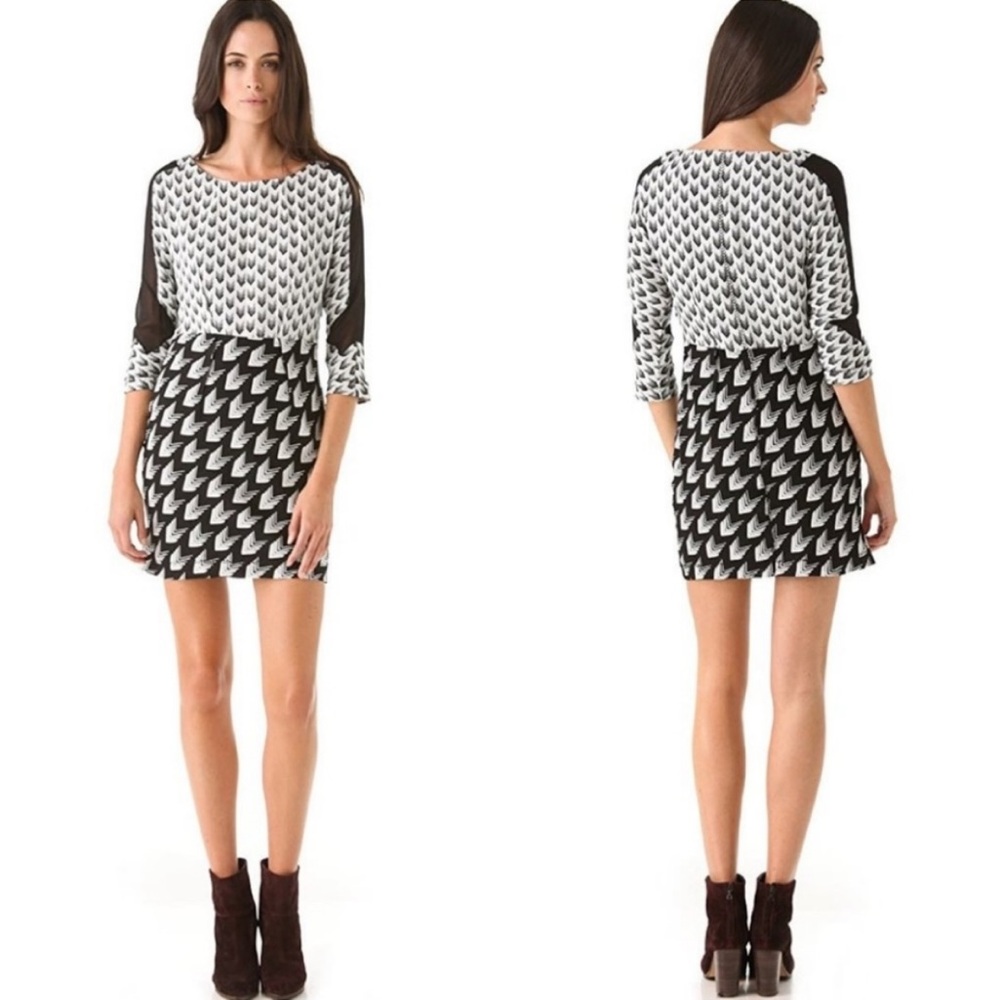 Rag & Bone Black and White Geometric Mini Dress
